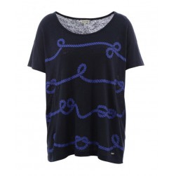 T-shirt marin femme sérigraphie cordage marine/bleu