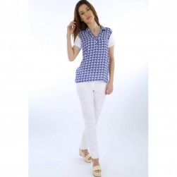 Polo femme manches courtes imprimé poissons
