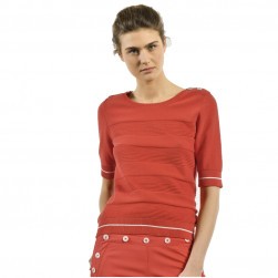 Pull manches courtes femme Tercia rouge