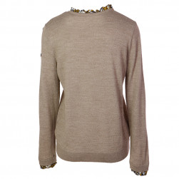 Pull femme trompe l’œil marron