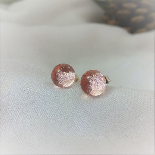 Boucles d'oreille rose artisan verrier