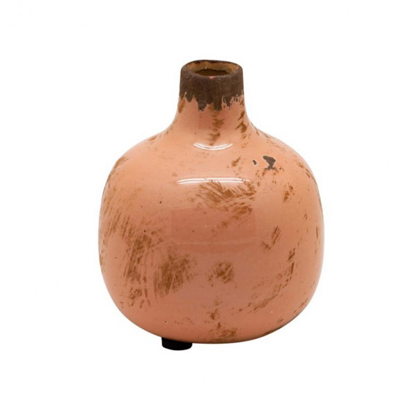 Vase en céramique rose veilli