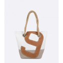 SAC LEGENDE DACRON LIN CUIR - camel