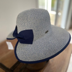 Chapeau en papier tresse - bleu