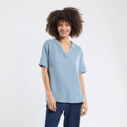 Tunique gaze de coton - Bleu Orage