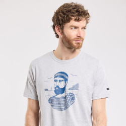 T-Shirt Sérigraphié homme - Marin corde/Gris chiné