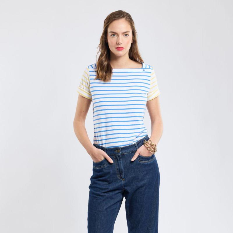 T-Shirt rayé Deauville femme - Blanc/Blue Saphir/Snapdrag T-Shirt rayé Deauville femme - Blanc/Blue Saphir/Snapdrag