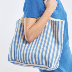 Sac rayé en toile - Nature/Blue Saphir