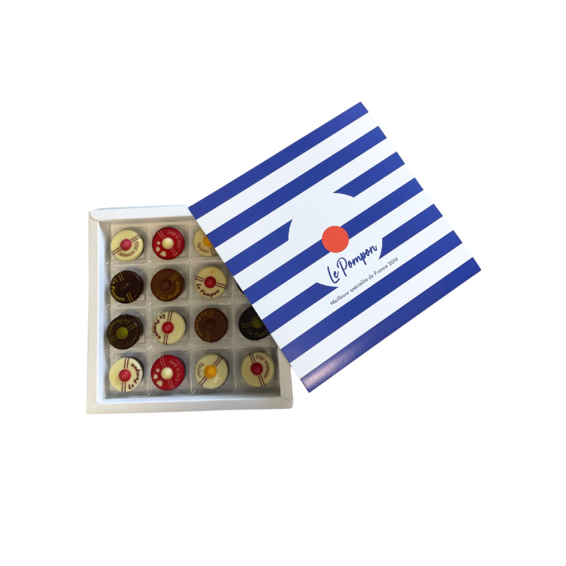 Boîte de chocolats porte-bonheur marinière Boîte de chocolats porte-bonheur marinière