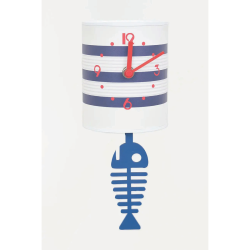 Horloge bocal conserve rayée bleue