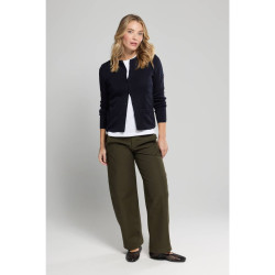 Cardigan boutonné - Col rond - Laine et acrylique